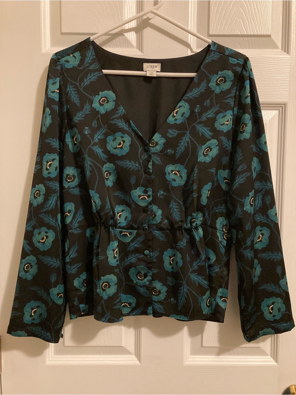 J Crew Blazer Jacket Black Green Floral Slimming